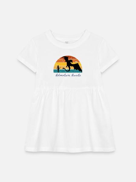 Adventure Awaits Fantasy - Infant Baby Rib Dress - white - Front