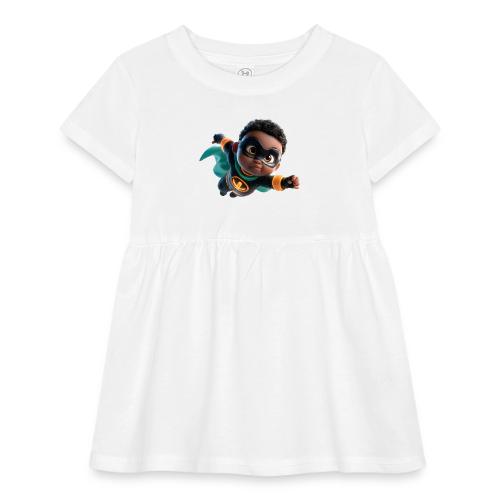 Brave Cartoon Superhero Boy in Green Cape - Infant Baby Rib Dress