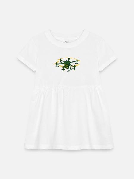 Agriculture Drone Logo - Infant Baby Rib Dress - white - Front