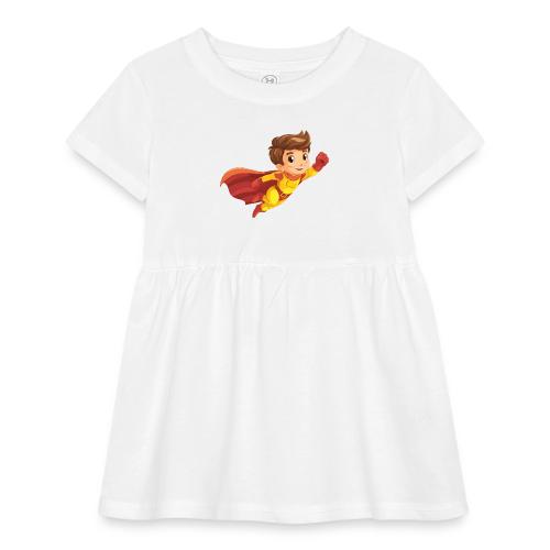 Cheerful Cartoon Superhero Boy Flying High - Infant Baby Rib Dress