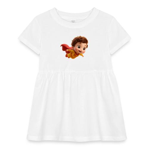 Flying Cartoon Superhero Boy in Yellow Suit - Infant Baby Rib Dress