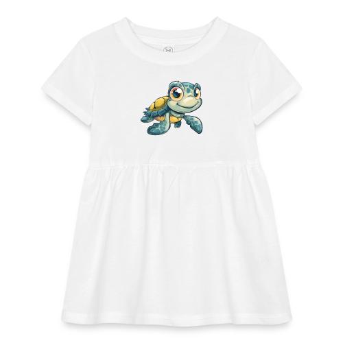 Playful Cartoon Baby Sea Turtle with a Smile - Infant Baby Rib Dress