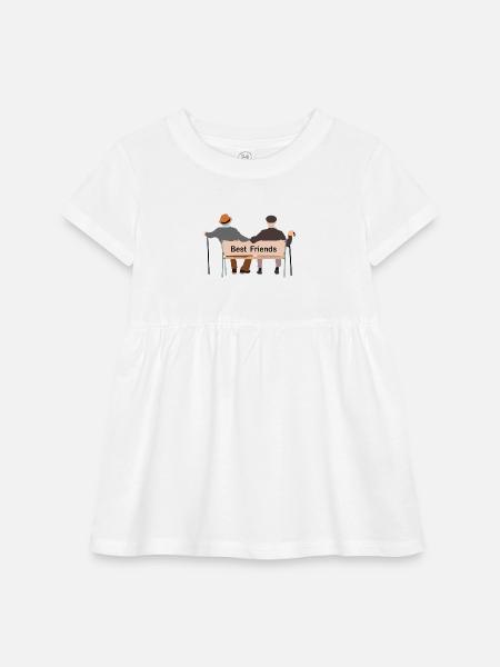 Best Friends Bench Duo - Infant Baby Rib Dress - white - Front