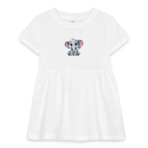 Sweet Cartoon Baby Elephant with Big Eyes - Infant Baby Rib Dress