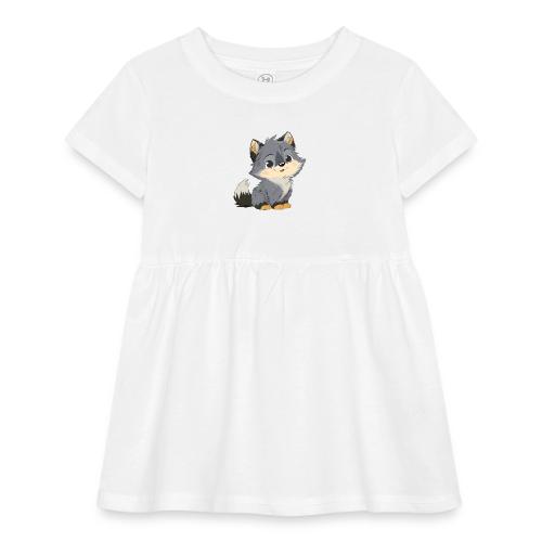 Cute Cartoon Baby Wolf with Innocent Eyes - Infant Baby Rib Dress