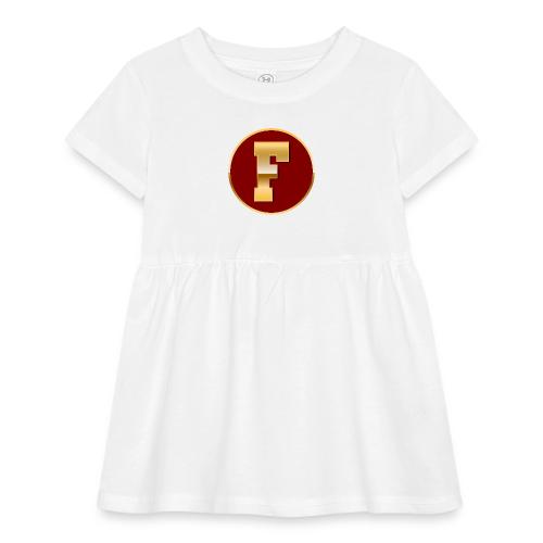 Letter F – Capital Varsity Alphabet Monogram - Infant Baby Rib Dress