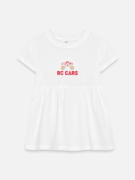 RC Car Racer Remote Control Cars - Infant Baby Rib Dress - white - Front