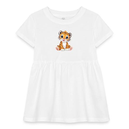 Adorable Cartoon Tiger Cub with Innocent Eyes - Infant Baby Rib Dress