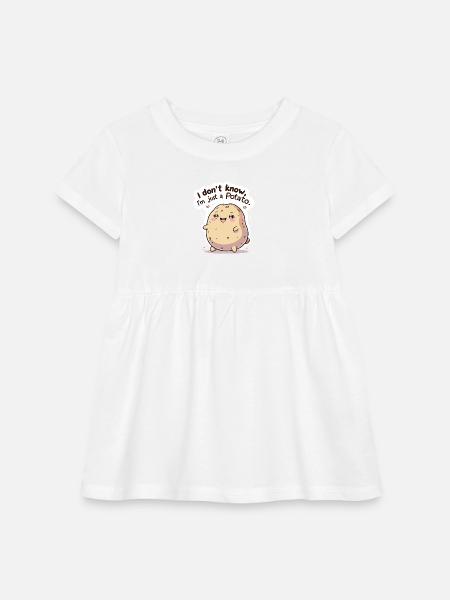 I don't know, I'm just a potato - Infant Baby Rib Dress - white - Front