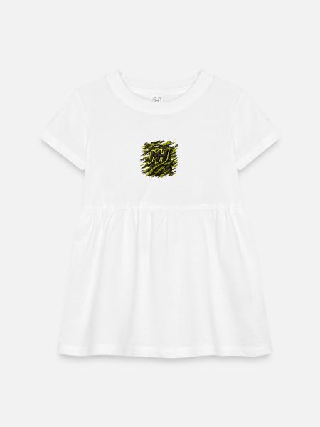 MH Digit Camo - Infant Baby Rib Dress - white - Front