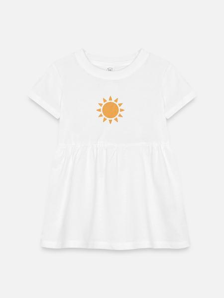 Minimal Sun Symbol – Radiant Simplicity - Infant Baby Rib Dress - white - Front
