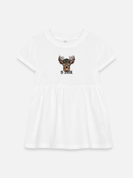 100 Days of School Deer Hunting Deer Camo Hunter - Infant Baby Rib Dress - white - Front