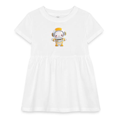 Cute Cartoon Baby Astronaut in White and Yellow - Infant Baby Rib Dress