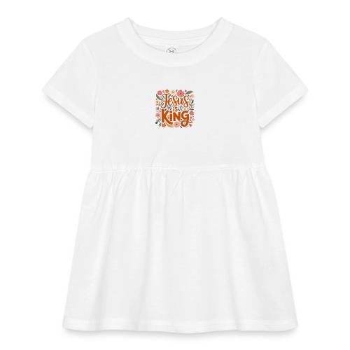 Jesus Is King – Floral Christian Typography Design - Infant Baby Rib Dress
