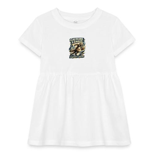 Funny Caffeine Chaos Raccoon Coffee Lover Morning - Infant Baby Rib Dress