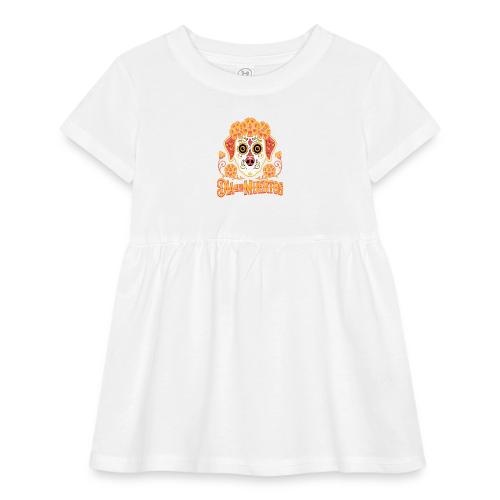 Dia De Los Muertos Dog Skull Flowers - Infant Baby Rib Dress