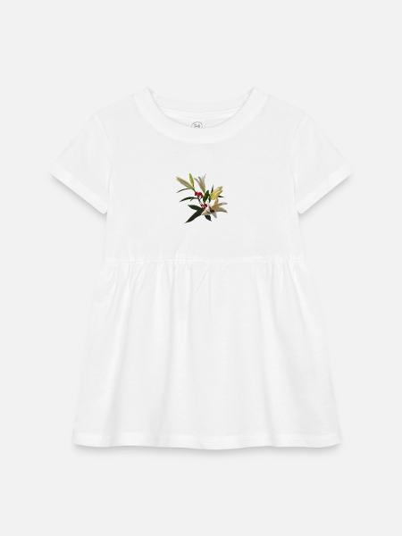 Lilies and Berries - Infant Baby Rib Dress - white - Front