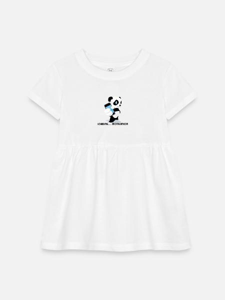 Panda Phone Loader - Infant Baby Rib Dress - white - Front