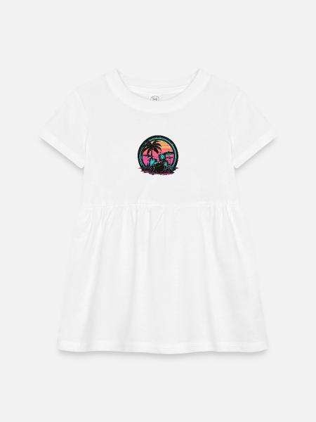 Trap Set Graphic - Infant Baby Rib Dress - white - Front