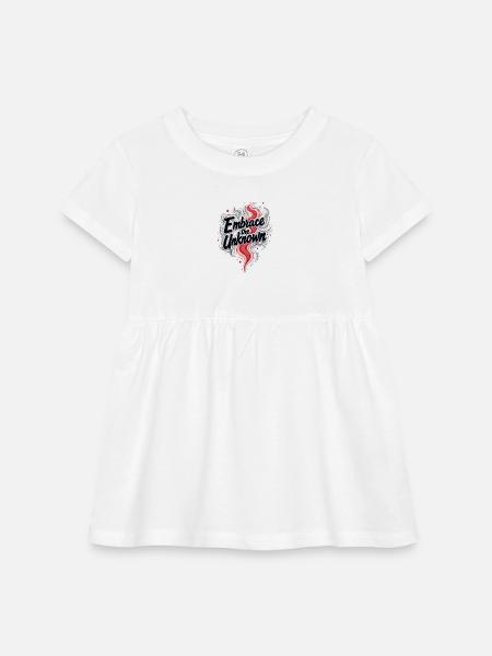 Embrace the Unknown Artistic / Organic Typography - Infant Baby Rib Dress - white - Front