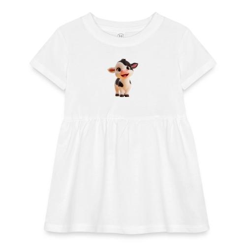 Joyful Cartoon Baby Cow Standing - Infant Baby Rib Dress