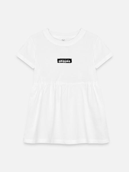 Scrabbling For Points Tile Logo - Infant Baby Rib Dress - white - Front