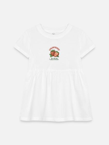 Sweet Like Strawberry - Infant Baby Rib Dress - white - Front