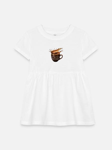 Math and Coffee Themed Mug - Infant Baby Rib Dress - white - Front