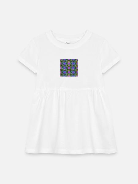 Neon Floral Kaleidoscope - Infant Baby Rib Dress - white - Front