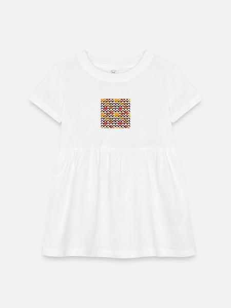 Autumn Leaves on Zigzag Night - Infant Baby Rib Dress - white - Front