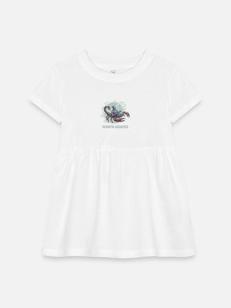 Scorpio Pan - Infant Baby Rib Dress - white - Front