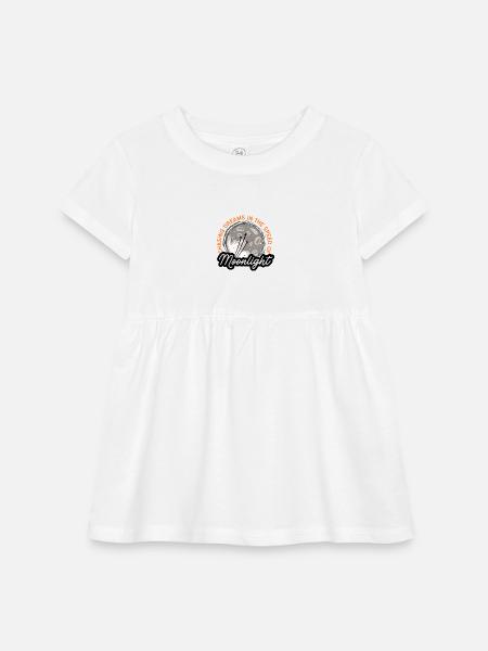 Chasing Dreams | Moonlight Moon Art - Infant Baby Rib Dress - white - Front