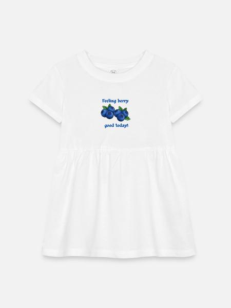 funny blueberry Retro fruit blue blueberry  - Infant Baby Rib Dress - white - Front