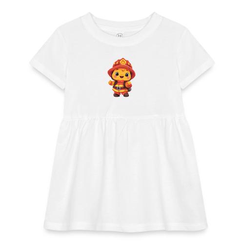 Cute Cartoon Firefighter in Red and Yellow Suit - Infant Baby Rib Dress
