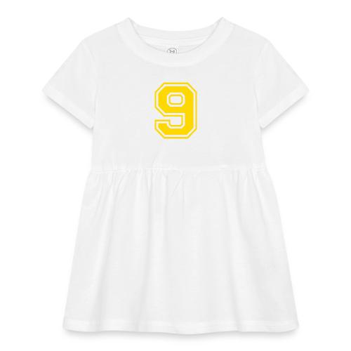 Number 9 in a classic athletic collegiate font - Infant Baby Rib Dress
