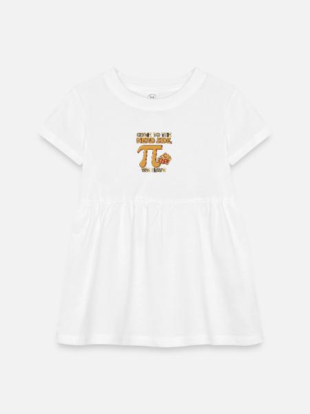 Nerdy Pizza Pi Joke T-Shirt - Infant Baby Rib Dress - white - Front