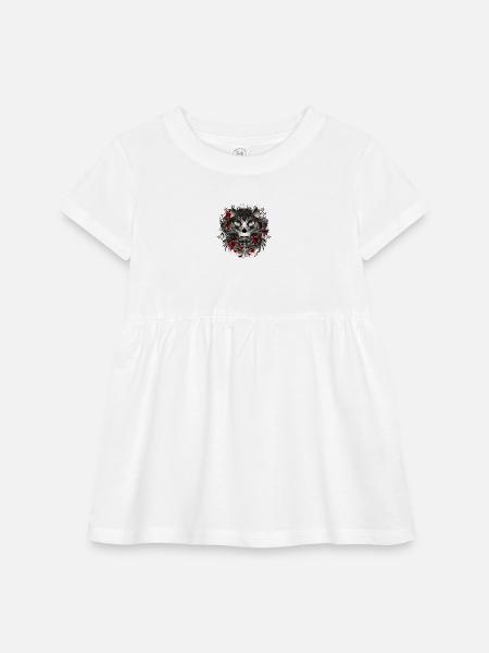mysterious cat in the dark rose garden - Infant Baby Rib Dress - white - Front