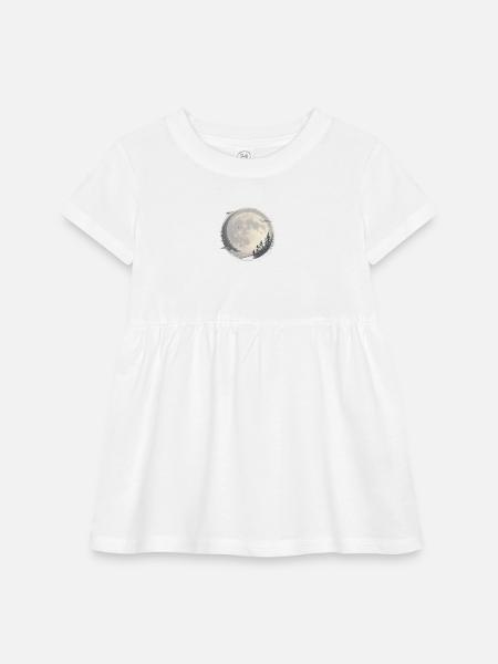 Lone Moonlight Forest Solitude - Infant Baby Rib Dress - white - Front