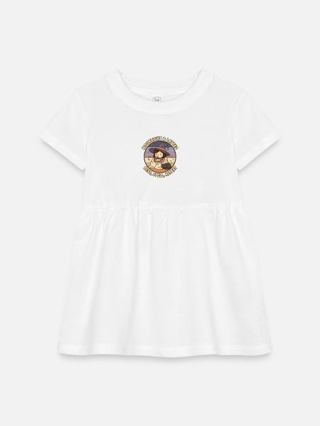 Moonlight and Lattes Witchy Coffee Halloween - Infant Baby Rib Dress - white - Front