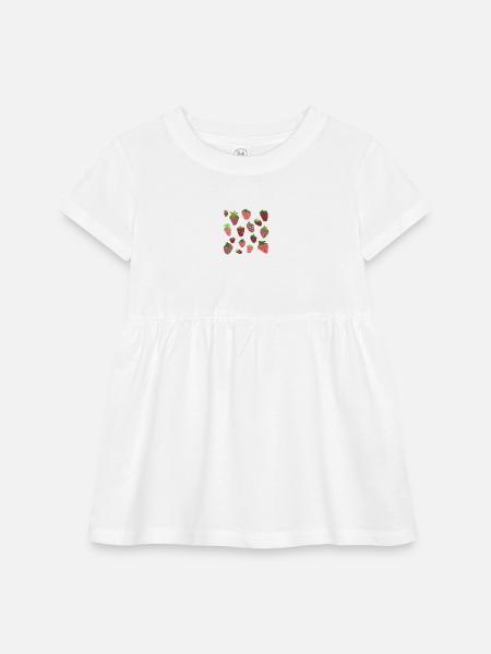 Strawberry Fields - Infant Baby Rib Dress - white - Front