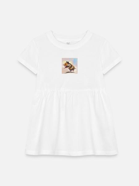 Running away hamster - Infant Baby Rib Dress - white - Front