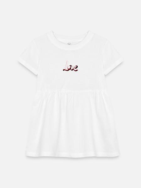 Love - Infant Baby Rib Dress - white - Front