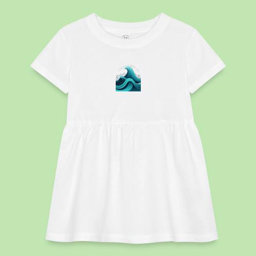 Dynamic Ocean Wave Illustration - Infant Baby Rib Dress