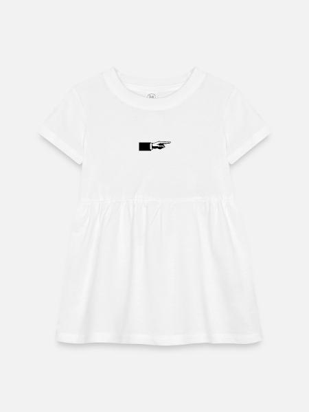 Pointing Finger - Infant Baby Rib Dress - white - Front