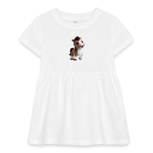 Sweet Cartoon Baby Pony in Brown and White - Infant Baby Rib Dress