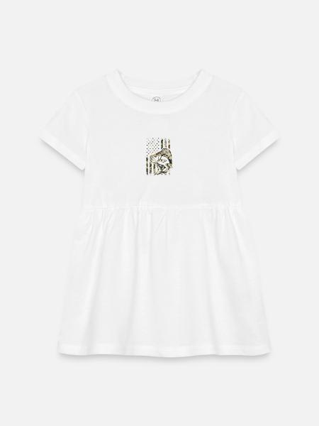 Camo Fishing American Flag Bass Fishing - Infant Baby Rib Dress - white - Front