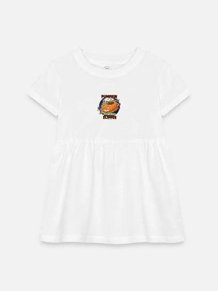 Pumpkin Powered Slipper - Infant Baby Rib Dress - white - Front