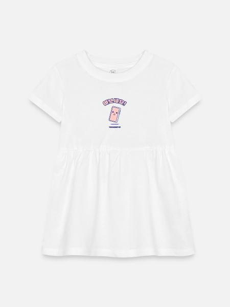 Hello Phone Mascot Kawaii - Infant Baby Rib Dress - white - Front