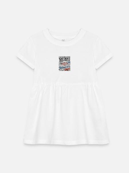 Detroit Pan Pizza And Motor City Grit - Infant Baby Rib Dress - white - Front
