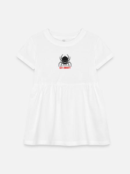 Go Away Spider Vector 3 Colors - Infant Baby Rib Dress - white - Front